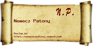 Nemecz Patony névjegykártya